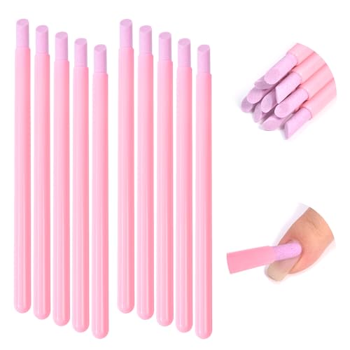 Siyuwuro 10Pcs Pumice Stone Nail File & Cuticle Pusher Pen, Pink
