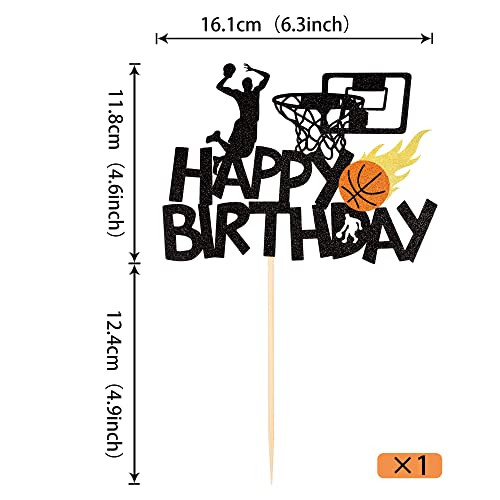 Basketball Birthday Cake Topper - Glitter Sports Theme Decor