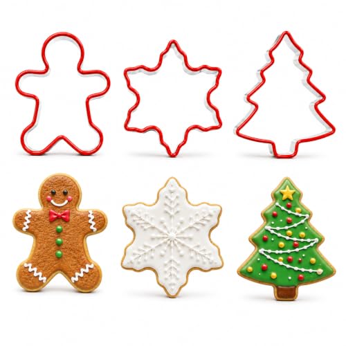 Christmas Cookie Cutter Set 3 Pcs - Gingerbread Man Snowflake Tree Style 5