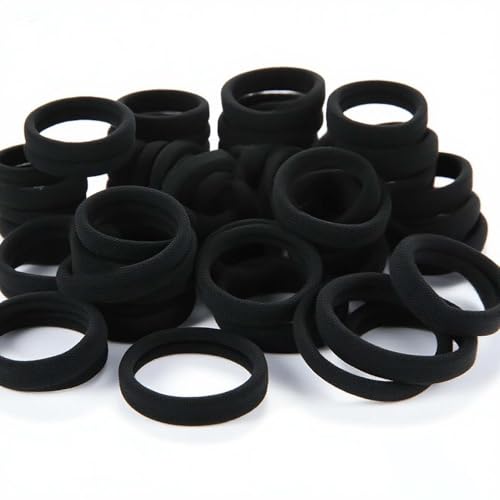 Ereesin 120PCS 4CM Black Hair Ties - Seamless Soft Elastic Ponytail Holders