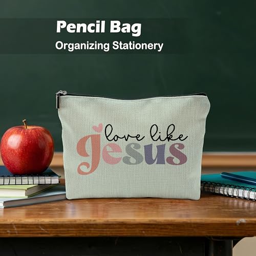 Love Like Jesus Christian Makeup Bag Bible Verse Cosmetic Bag Green