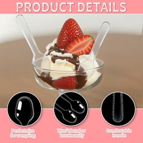 500 Pcs 3-Inch Mini Disposable Tasting Spoons for Desserts and Samples