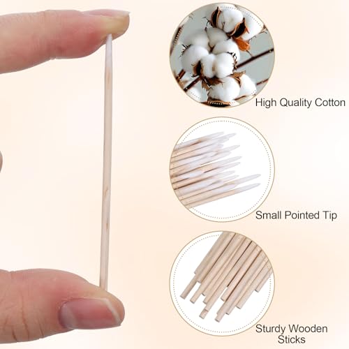 Apojgitn 400PCS Pointed Cotton Swabs with Wooden Sticks, Precision Applicators