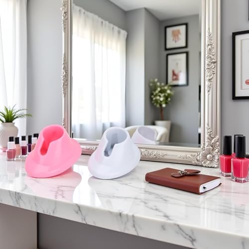JianShuLian 2 Pcs Anti-Spill Nail Polish Bottle Holder Stand (Pink and White)