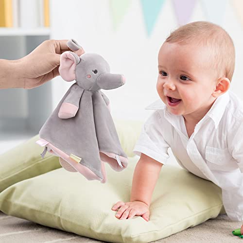 Vicloon Elephant Baby Security Blanket | Plush Lovey with Teether | 10" Snuggle Toy for Infants
