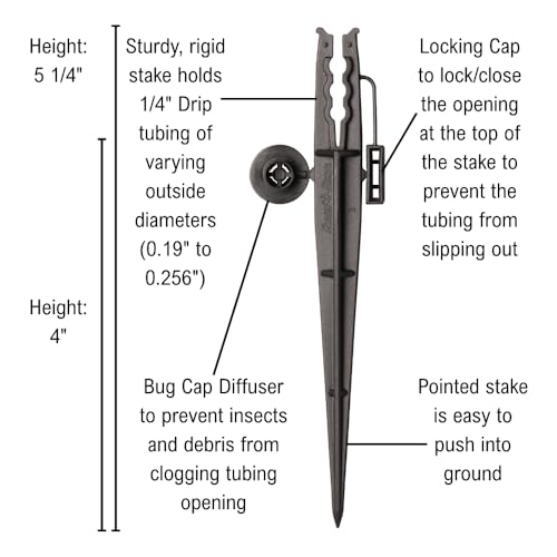 Rain Bird 1/4" Drip Irrigation Stakes with Bug Cap - 10-Pack