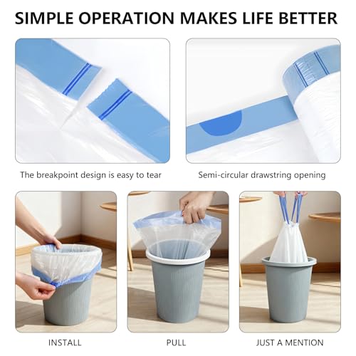 4 Gallon Drawstring Garbage Bags, Tear-Resistant Small Trash Liners (60 Count)