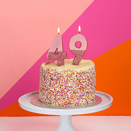 Rose Gold Glitter Number 4 Birthday Candle - 3” Tall Cake Topper