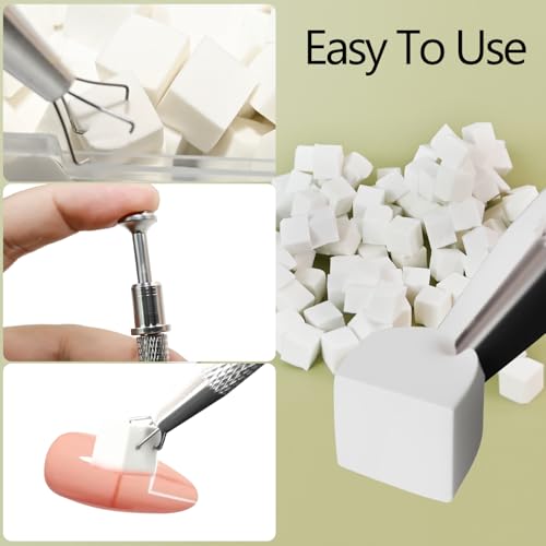 AUUTI 200pcs Soft Ombre Nail Sponges with Grabbing Pen Manicure Tool Set