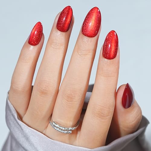 Jofay Fashion Almond Press On Nails - Red Cat Eye Halloween Bloody Claw