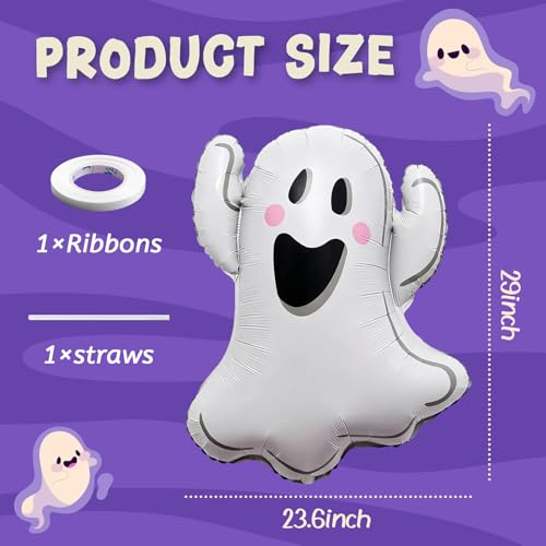 3PCS Ghost Foil Balloons for Halloween Party Decor