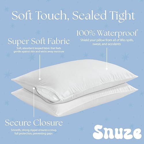Snuze Waterproof Terry Pillow Protector 2-Pack - Standard/Queen Size