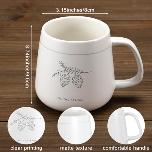 Set of 4 Christmas Ceramic Mugs with Snowflake Tree Winter Holiday Designs