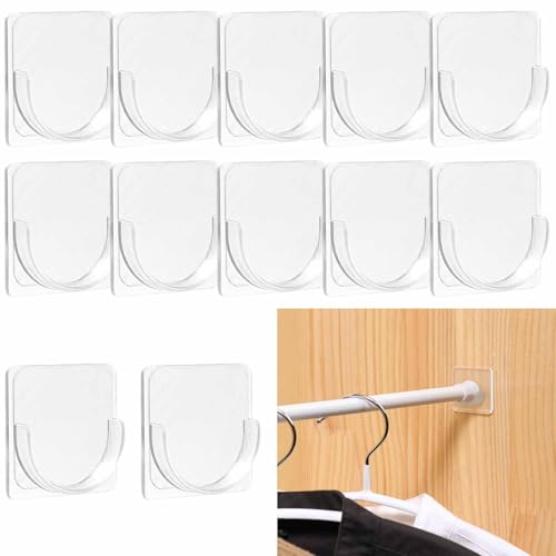 KuuGuu 12-Pack Adhesive Shower Curtain Rod Holders - No Drill Wall Brackets