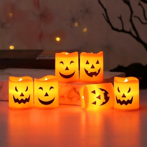 Mingkeda Halloween Flameless Candles - Durable Plastic Party Lights (6 Pack)