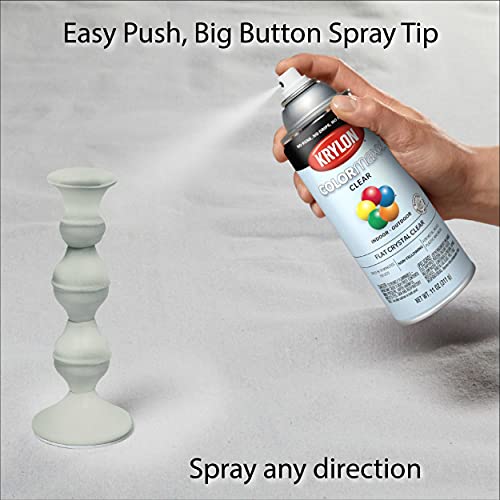 Krylon COLORmaxx Acrylic Clear Finish Spray Paint - 11oz Flat Clear (Pack of 2)