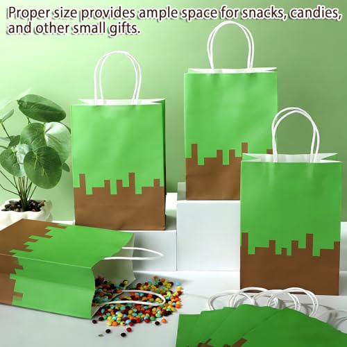 12 Pack Pixel Theme Party Favor Bags for Kids Gaming Birthday & Baby Shower