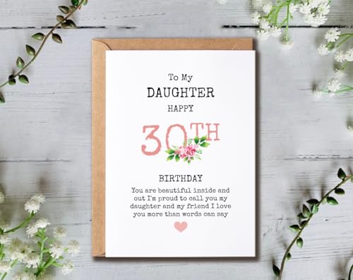 30th Birthday Card for Daughter - Premium Quality & Blank Inside