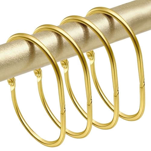 Gold Shower Curtain Hooks - Rust Proof Metal Rings, Set of 12