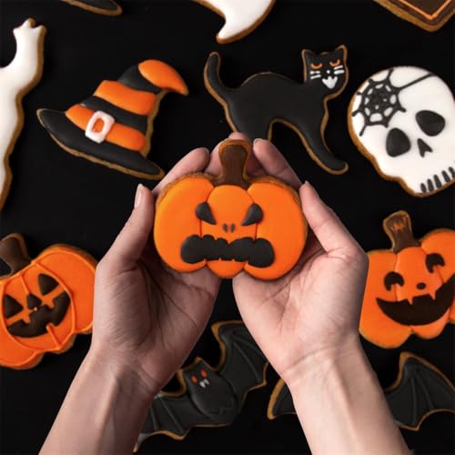 Halloween Cookie Cutter Set - 9 Stainless Steel Shapes Pumpkin Ghost Bat Witch Skull