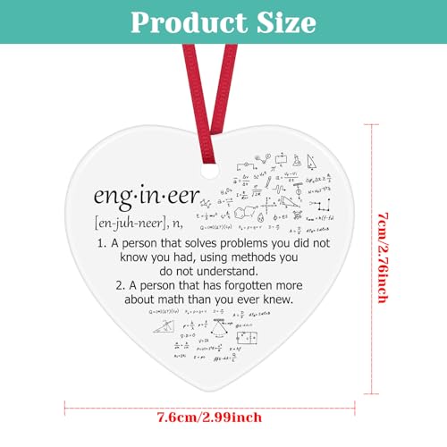 Funny Engineer Christmas Ornament - Ceramic Heart Gift for Engineers