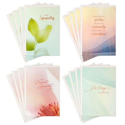 Hallmark Sympathy Cards Assorted 16-Pack with Envelopes - Nature Design, Supportive Sentiments, 5" x 7.19" (Variation: Cards)