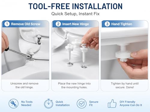 Toilet Seat Screws Replacement Kit - Universal Plastic Hardware Set