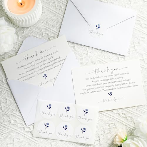 Sympathy Thank You Cards for Funeral - 25 Pack with Envelopes