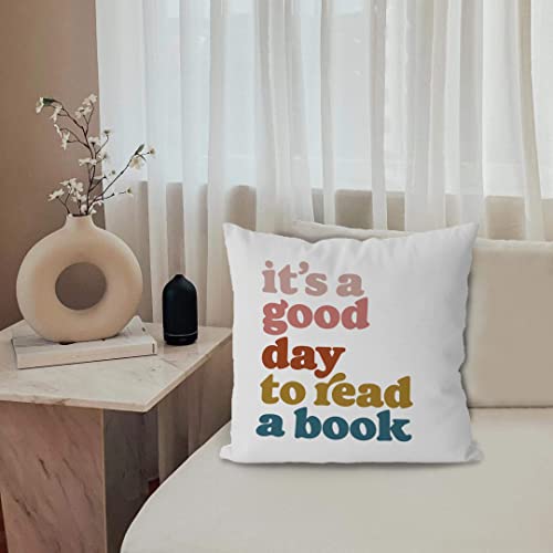 KEUSPI Reading Pillow Cover - 18x18 Flannel Decor for Book Lovers