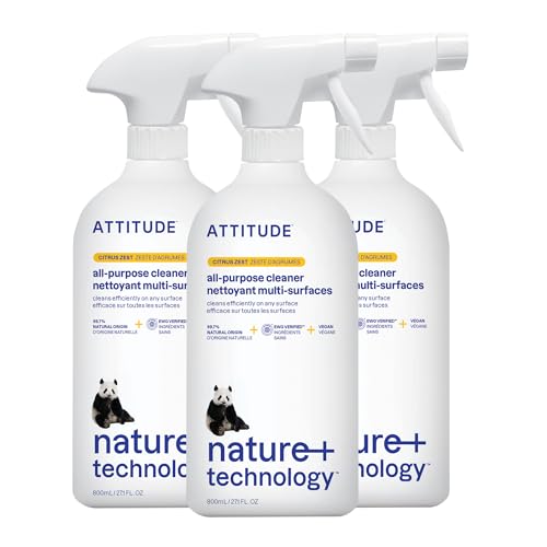 ATTITUDE All-Purpose Cleaner Spray, Citrus Zest, 27.1 Fl Oz (Pack of 3)