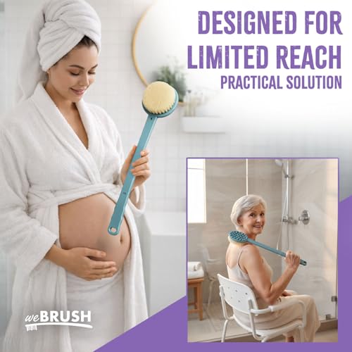 weBRUSH Long Handle Bath & Body Shower Brush for Exfoliating Back