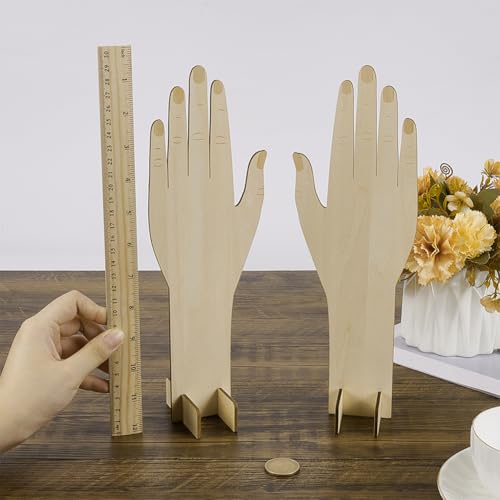 Wooden Glove Display Stand for Fingerless Gloves - 1 Pair