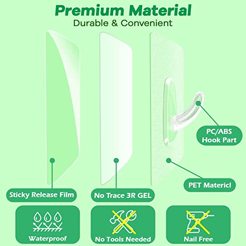 30 PCS Clear Adhesive Wall Hooks - Reusable Transparent Design