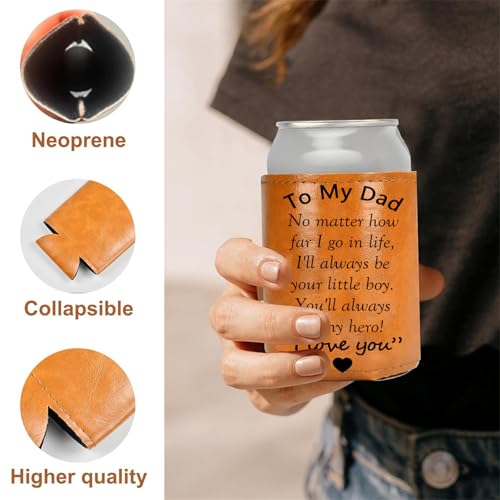 Best Dad Ever Collapsible Leather Beer Can Sleeve - 12oz Cooler