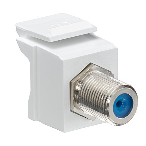 Leviton QuickPort F-Type Coax Adapter - Nickel-Plated, White