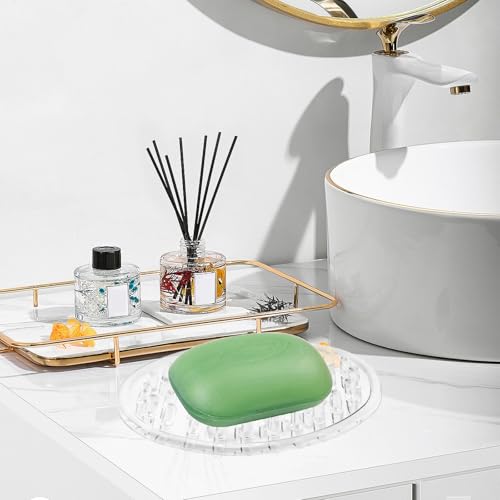 Matwsec Clear Plastic Soap Dish - 2PCS with Drainage Design