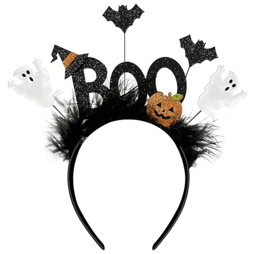 Halloween Headband with BOO Text Ghost Pumpkin and Bats