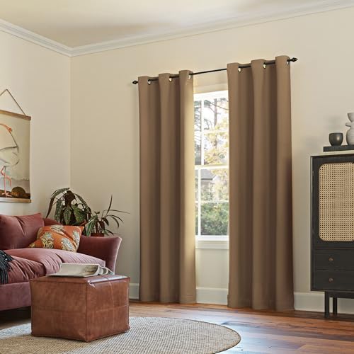 Sun Zero Easton Energy Saving Blackout Grommet Curtain Panel, 40" x 63", Barley