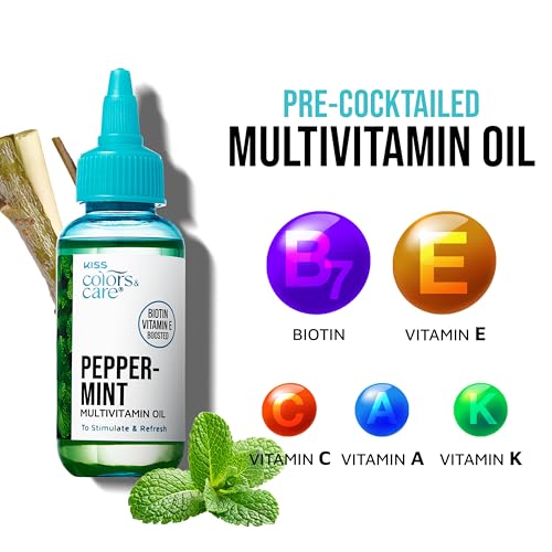Kiss Colors & Care Peppermint Multivitamin Oil for Hair and Skin 2.5 oz