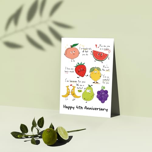 Cute 4th Anniversary Card for Him Her - Funny Fruit Pun Design