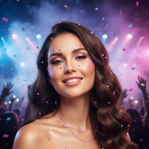 Face Rhinestones 4 Sheets Self-Adhesive Acrylic Gems for Makeup