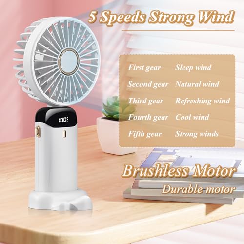 JEDLEM Portable Mini Handheld Fan - USB Rechargeable, 3 Speed, Ultra-Quiet