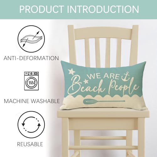 Coastal Nautical Blue Lumbar Throw Pillow Cover 12x20