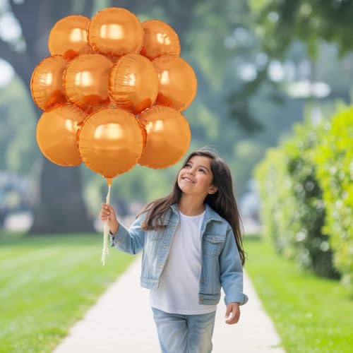 Adorely Orange Round Foil Balloons 18 Inch 20Pcs Helium Party Decor