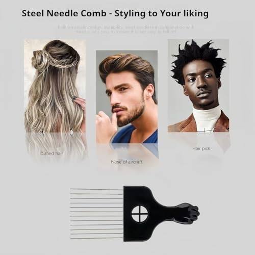 Metal Afro Pick Comb Set 2-Pack - Fist Handle Hair Styling Tool