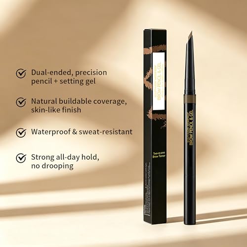 BEUKING Sculpt-N-Stay Waterproof Dual-Ended Eyebrow Pencil & Setting Gel, Shade 04