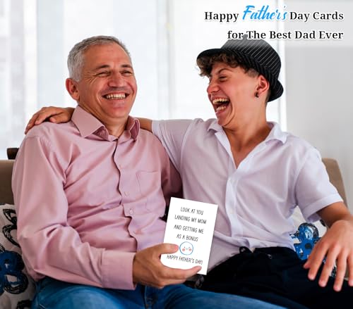 Funny Bonus Dad Father's Day Card - Stepdad Greeting Card with Envelope