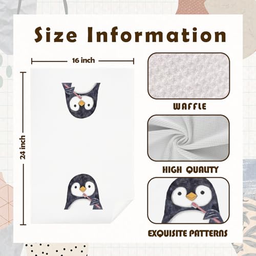 KAOWT Penguin Bathroom Hand Towels - Cute Animal Kids Gift, 16x24 Inches