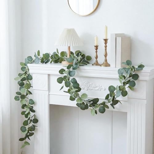 12ft Eucalyptus Garland Set - 2 Pack Faux Silk Vines for Weddings & Decor