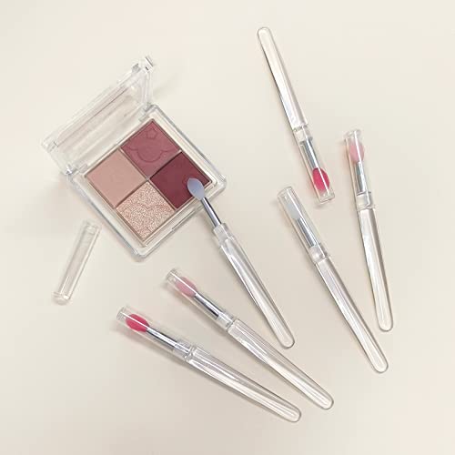 Silicone Lip Brush Set 4 Pcs Pink Lip Gloss Wands with Cap